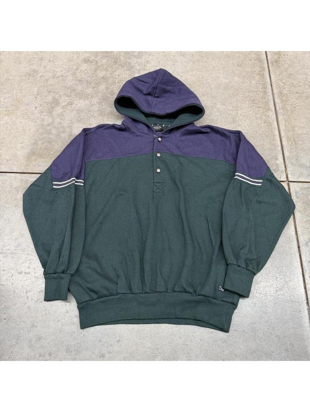 vintage christian dior green and navy hoodie size large